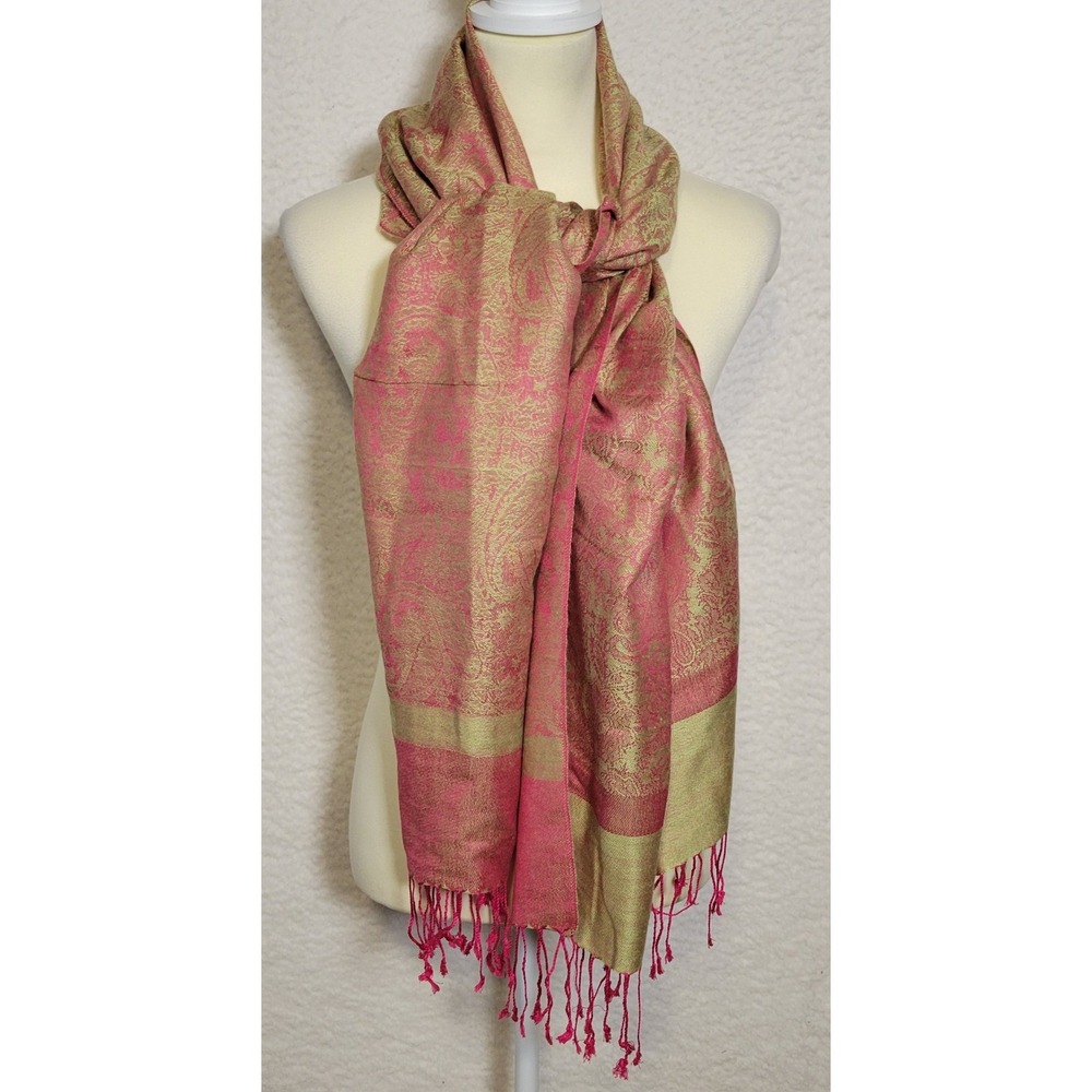 Pashmina Wrap Shawl Scarf Silk Paisley Size 66" x 27" Jacquard Women's 1044 - Picture 2 of 4